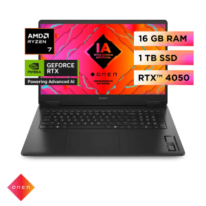 PORTATIL HP OMEN RYZEN 7 – 8845HS / 16GB / SSD 1 TB / T.V RTX 4050 6GB / 17.3″ / W11
