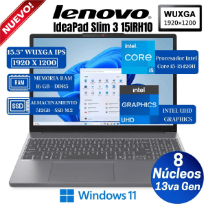 PORTATIL LENOVO 15IRH10 / I5-13420H / 16GB DDR5 / SSD 512GB / 15.3" / NO OS